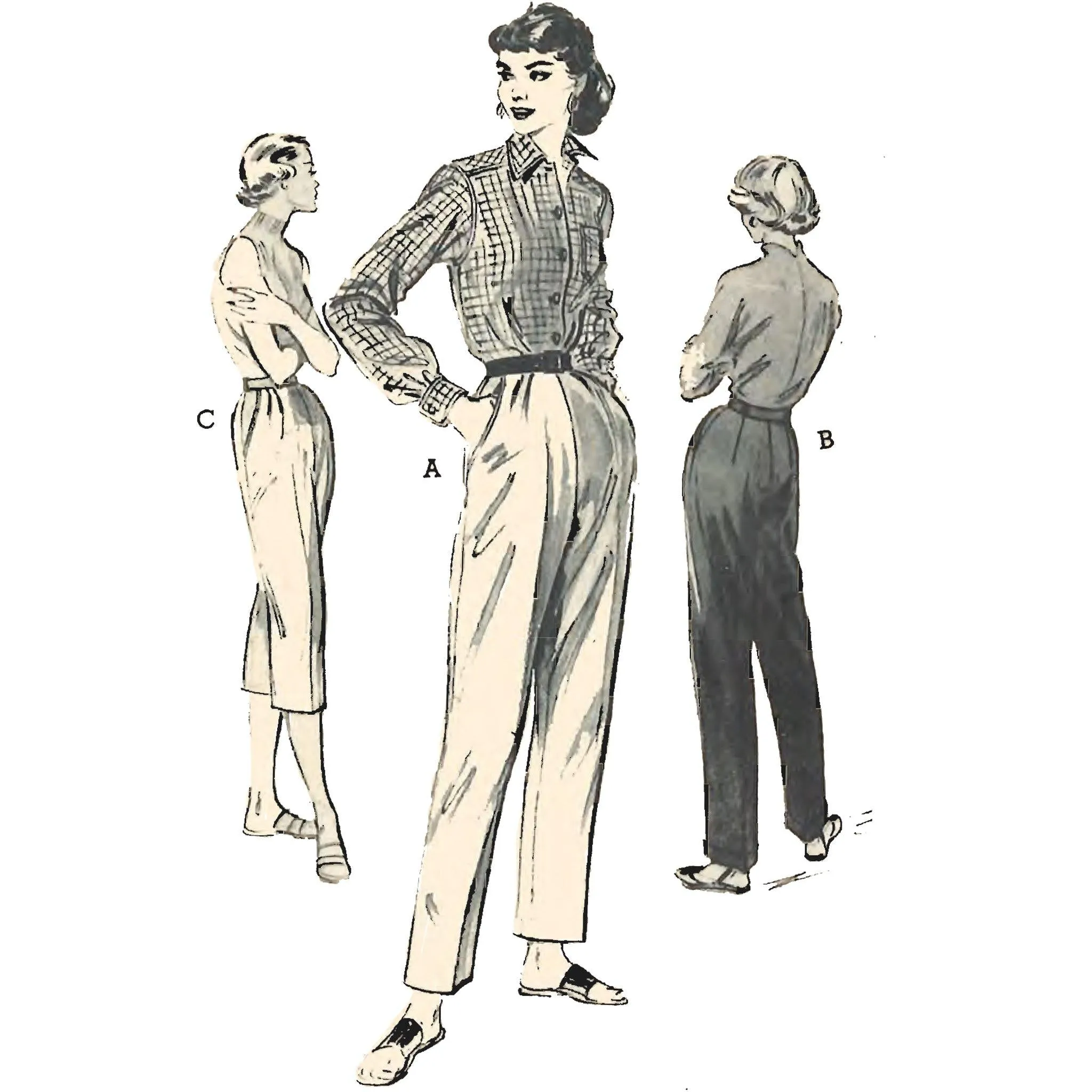 1950s Pattern, Women's Slacks, Pants - Multi-sizes
