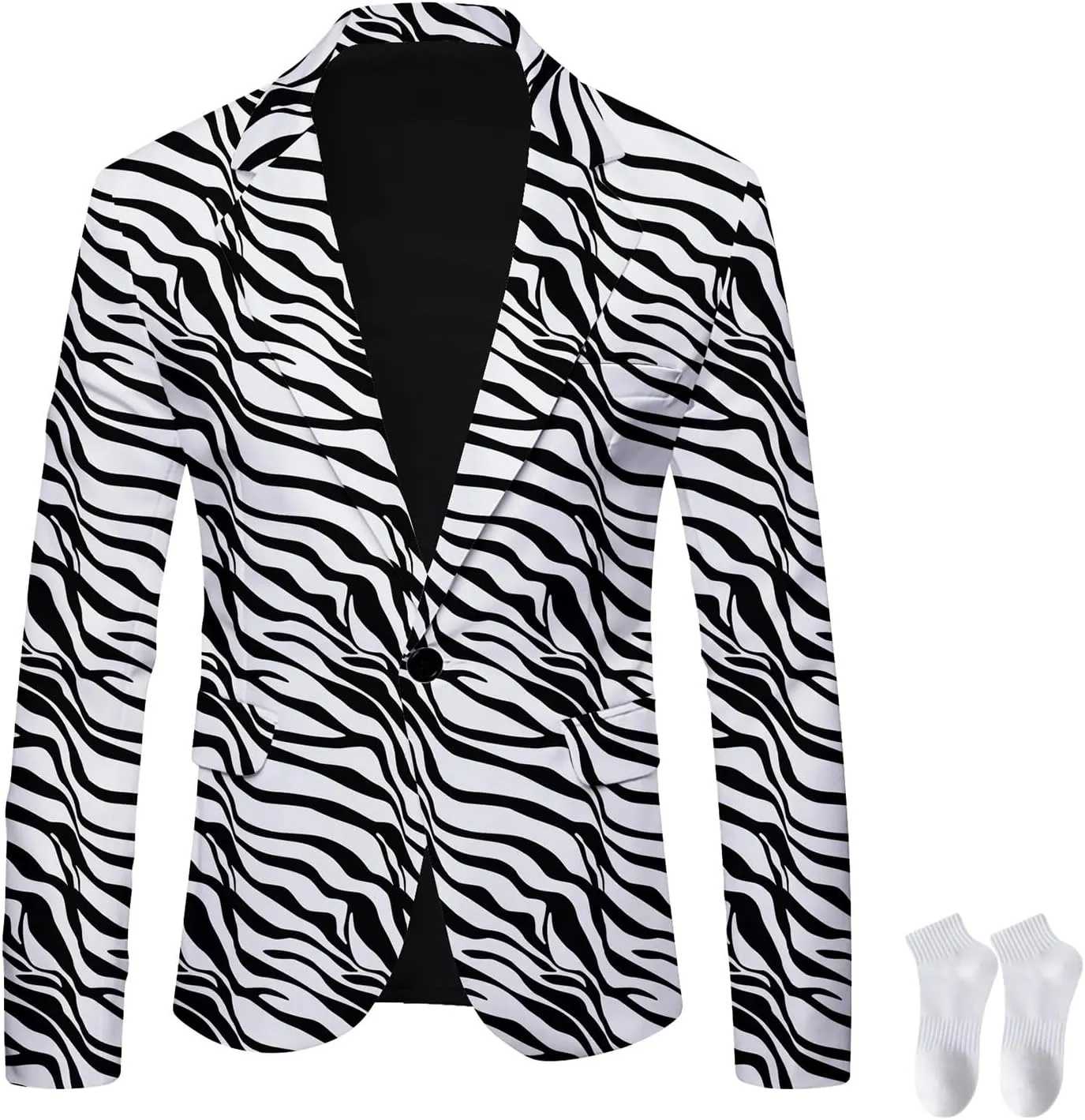 2023 Men's Black and White Striped Blazer, Casual British Slim Fit Suit Pinstripe Suits Jacket