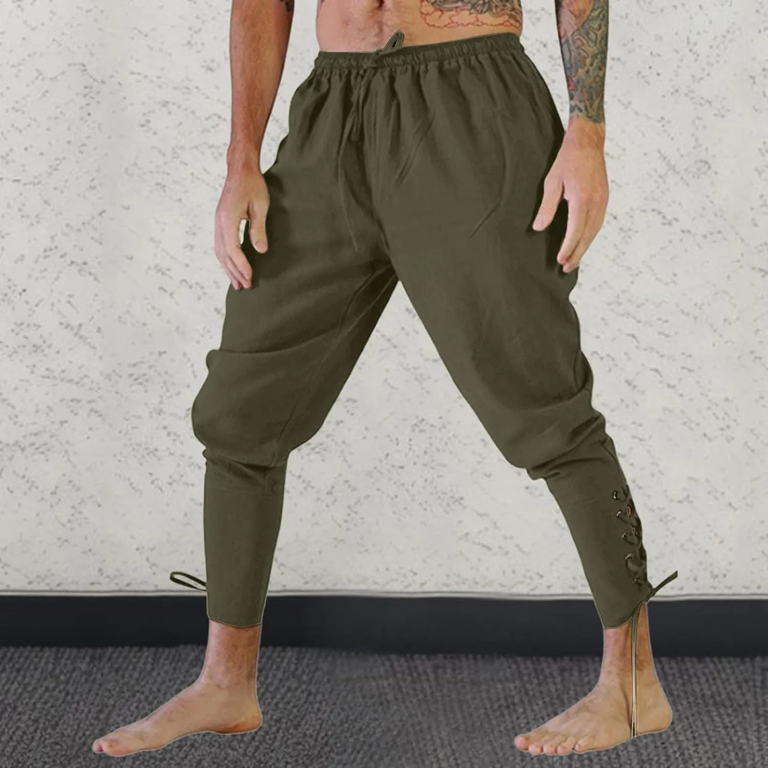 2023 Mens Halloween Pants Ankle Banded Renaissance Pants Medieval Pants Halloween Cosplay Costume Trousers with Drawstrings