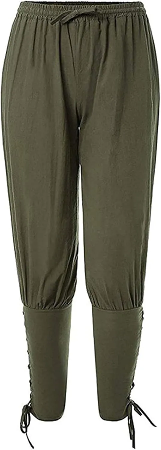 2023 Mens Halloween Pants Ankle Banded Renaissance Pants Medieval Pants Halloween Cosplay Costume Trousers with Drawstrings