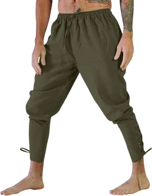 2023 Mens Halloween Pants Ankle Banded Renaissance Pants Medieval Pants Halloween Cosplay Costume Trousers with Drawstrings