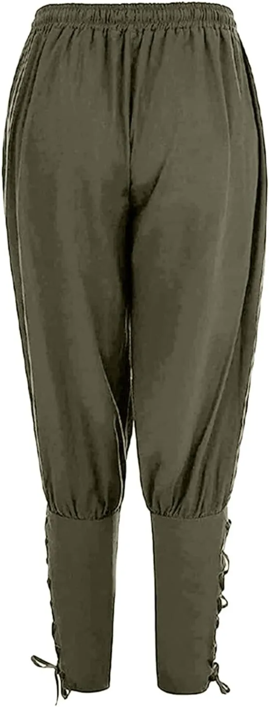 2023 Mens Halloween Pants Ankle Banded Renaissance Pants Medieval Pants Halloween Cosplay Costume Trousers with Drawstrings
