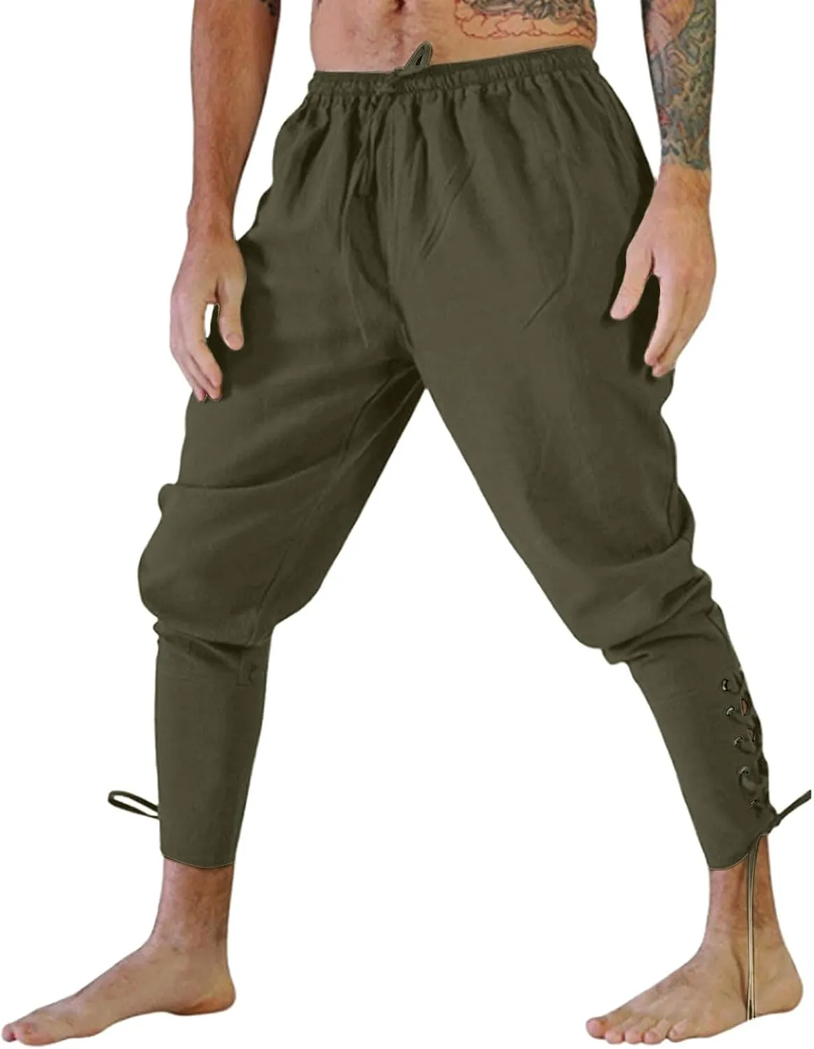 2023 Mens Halloween Pants Ankle Banded Renaissance Pants Medieval Pants Halloween Cosplay Costume Trousers with Drawstrings