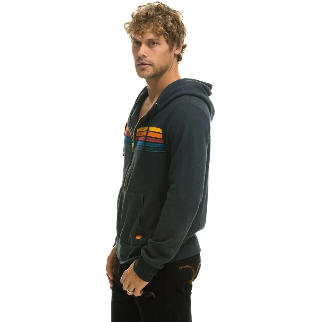5 Stripe Zip Hoodie (Charcoal)