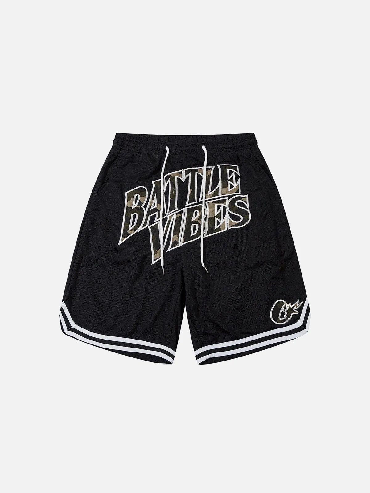 AlanBalen® - Camouflage Lettering Embroidered Shorts