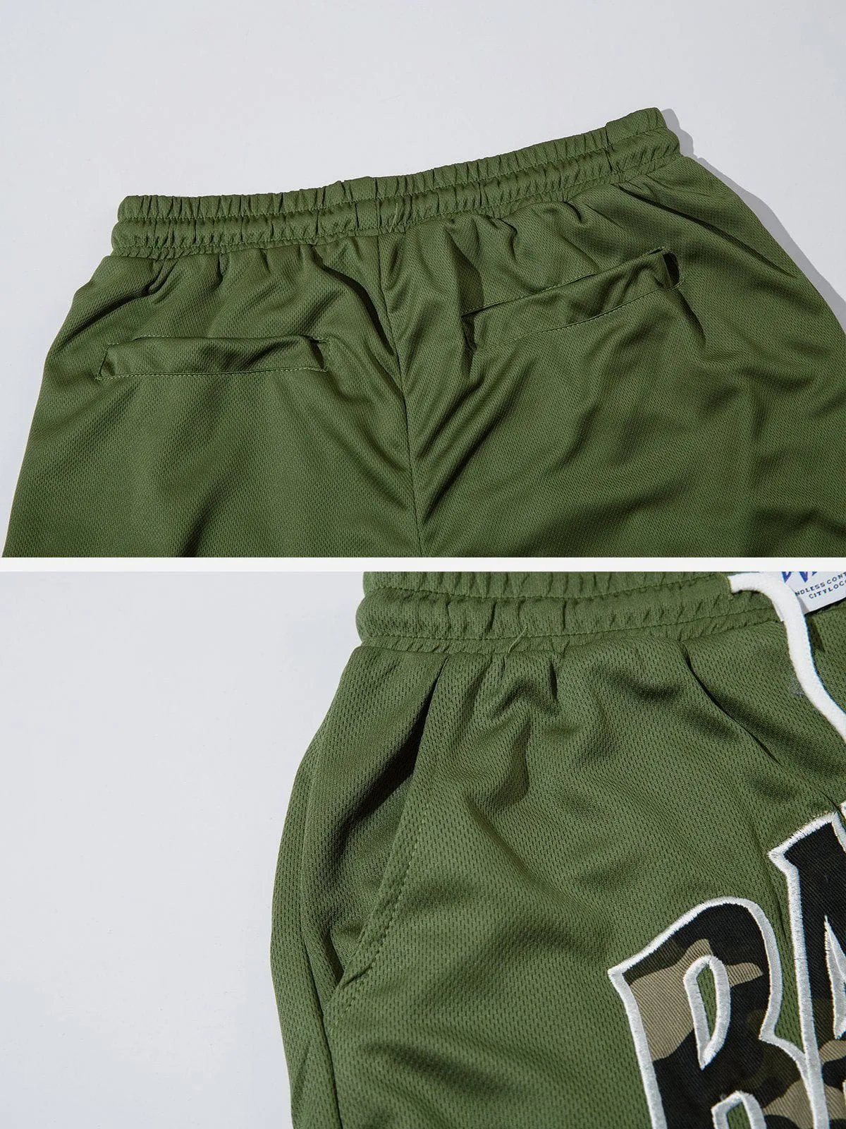 AlanBalen® - Camouflage Lettering Embroidered Shorts