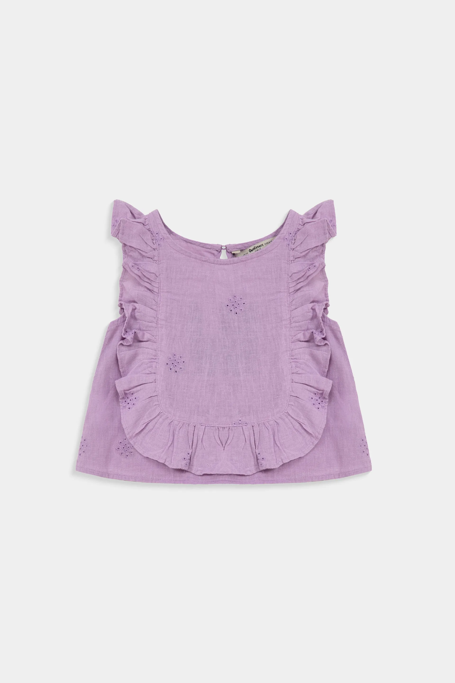 All-Over Embroidered Blouse With Frill Details