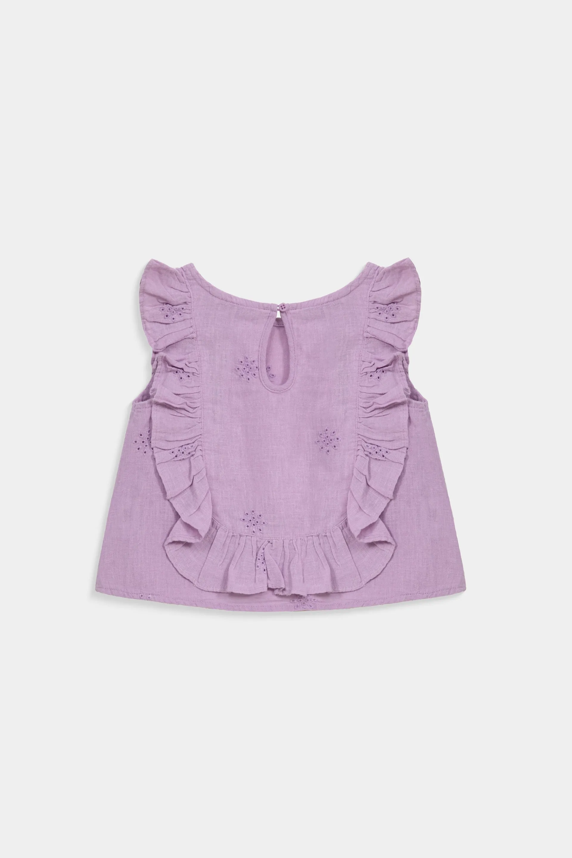 All-Over Embroidered Blouse With Frill Details