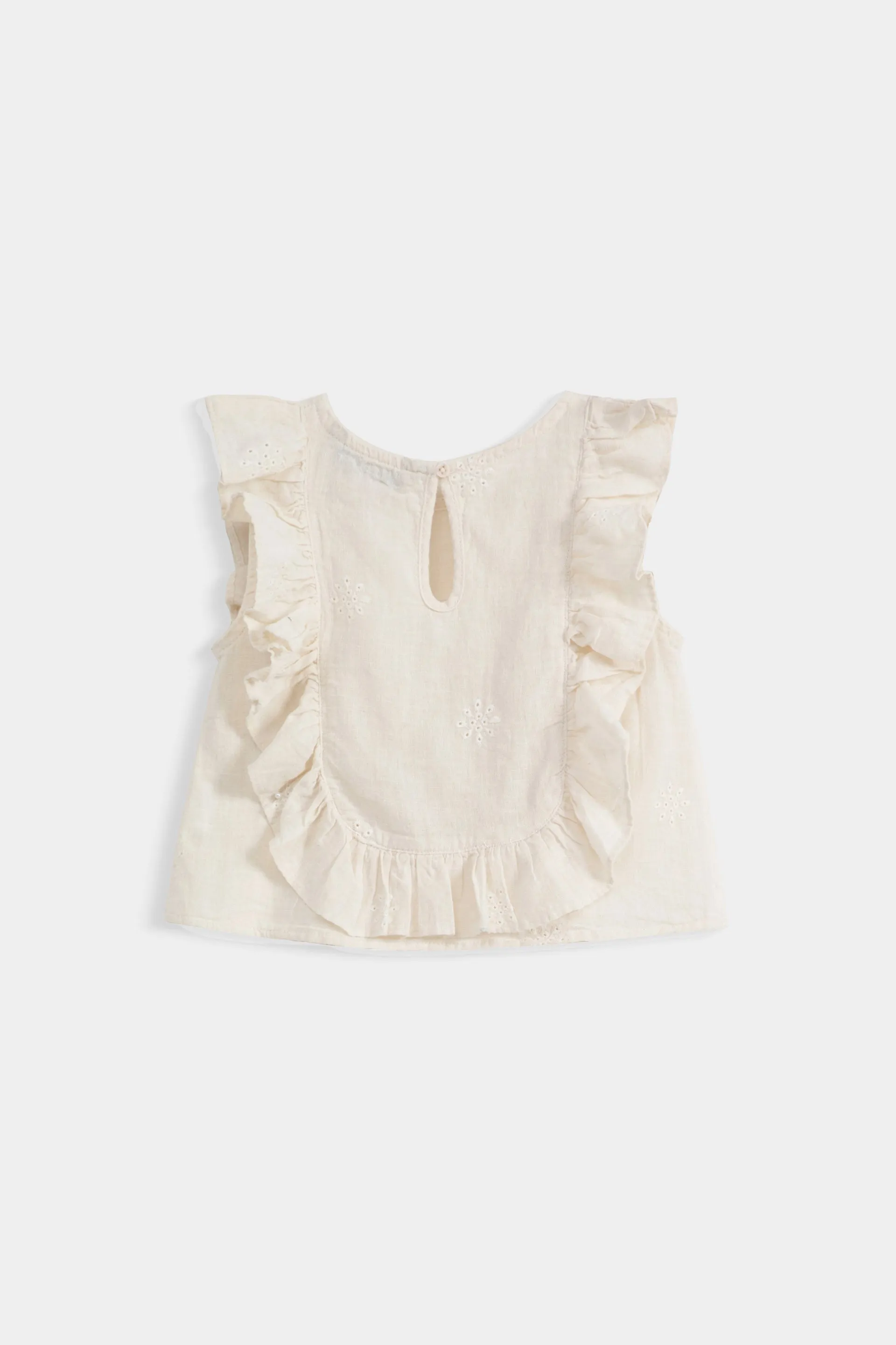 All-Over Embroidered Blouse With Frill Details