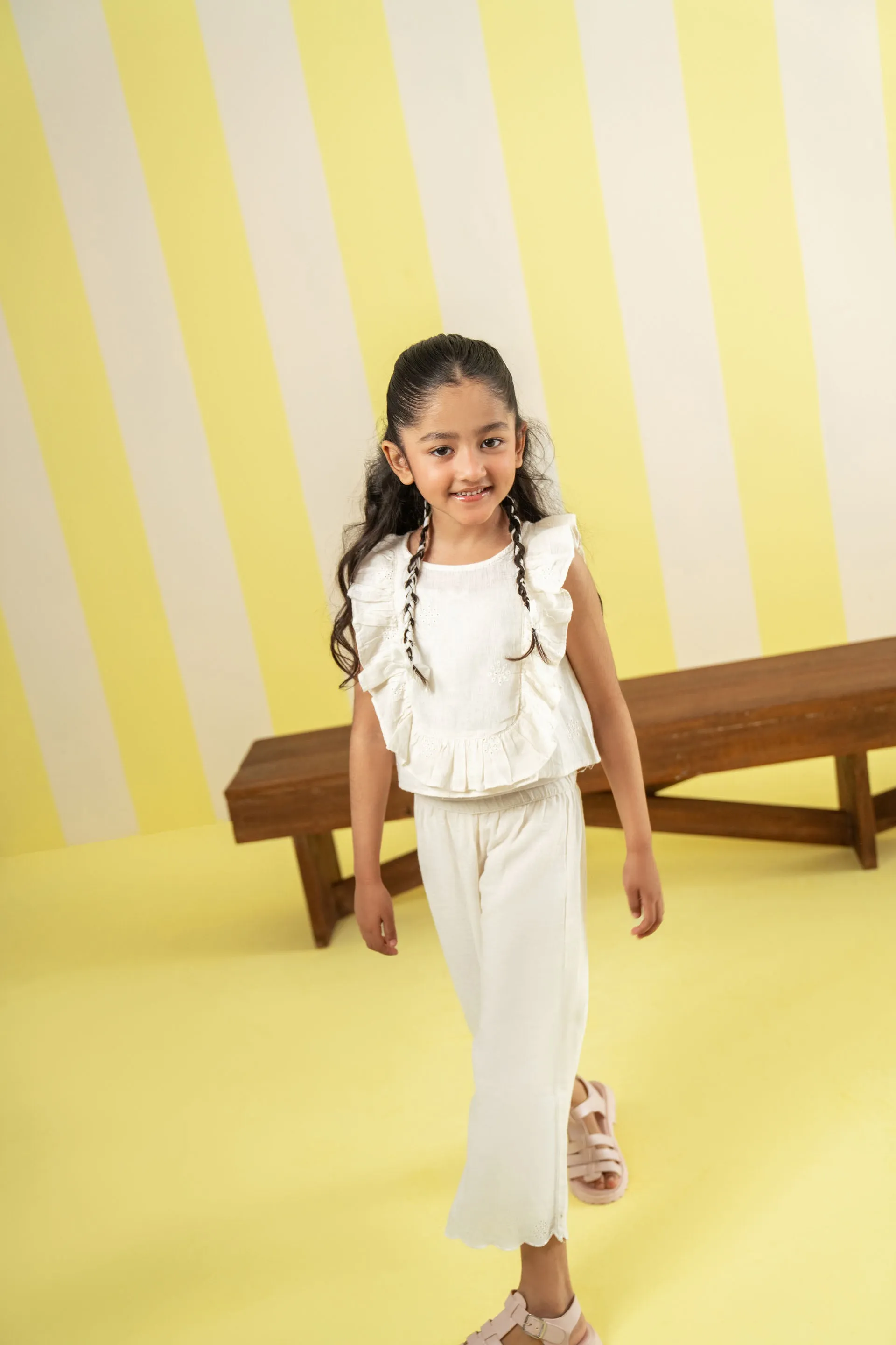 All-Over Embroidered Blouse With Frill Details