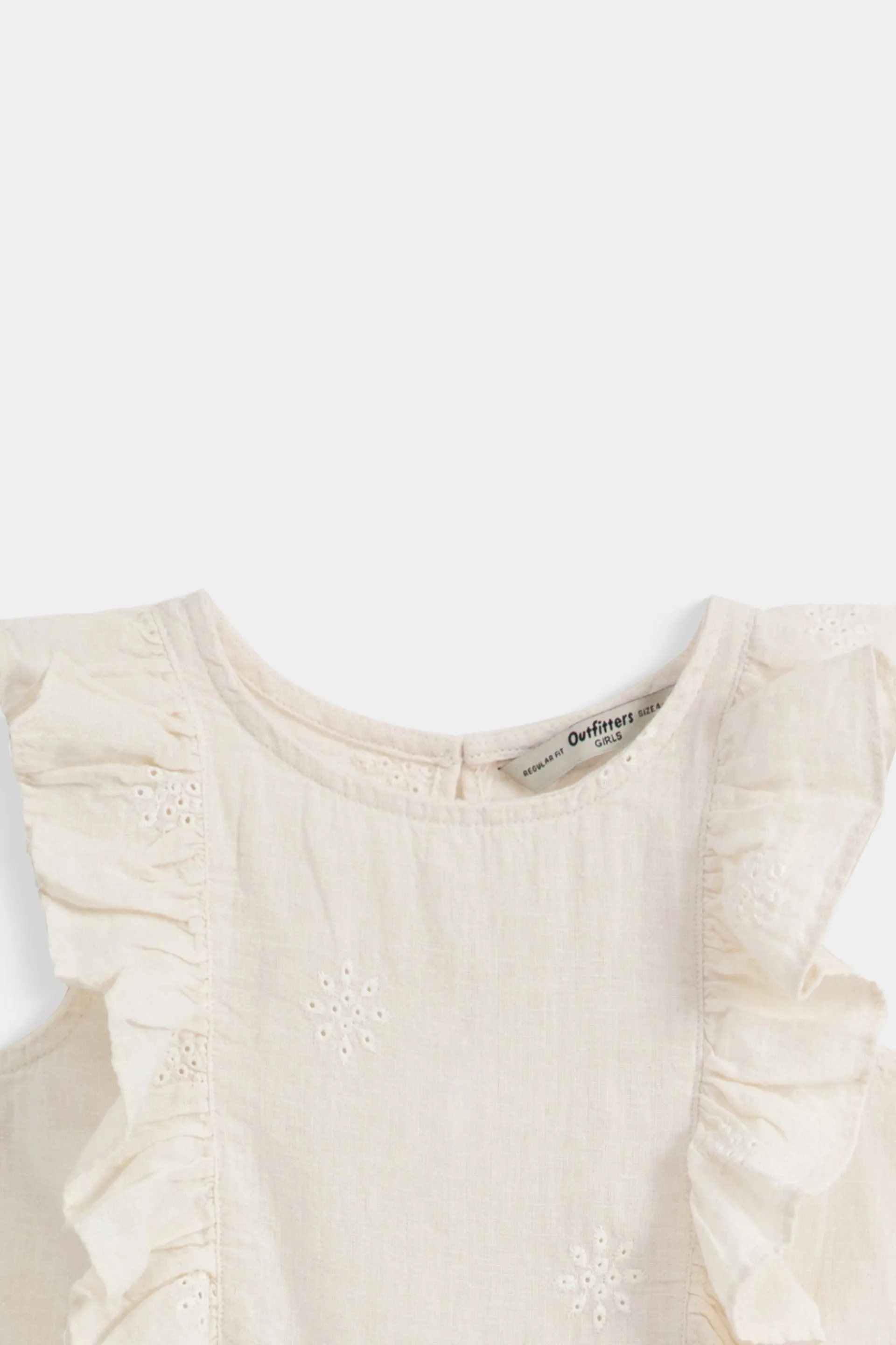 All-Over Embroidered Blouse With Frill Details