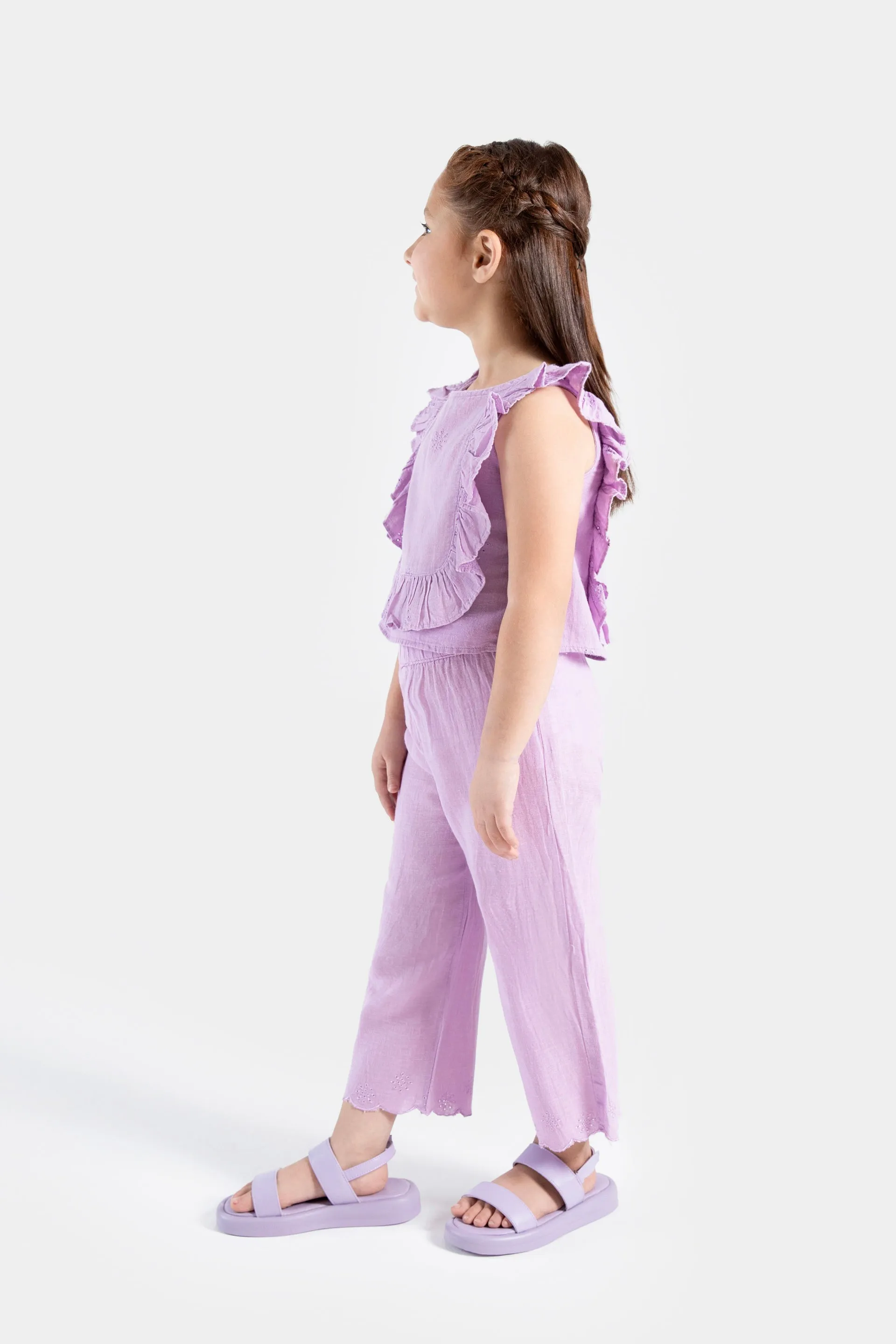 All-Over Embroidered Blouse With Frill Details
