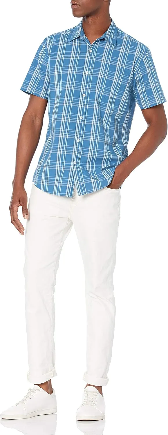 Amazon Essentials Men's Regular-Fit Short-Sleeve Poplin Shirt