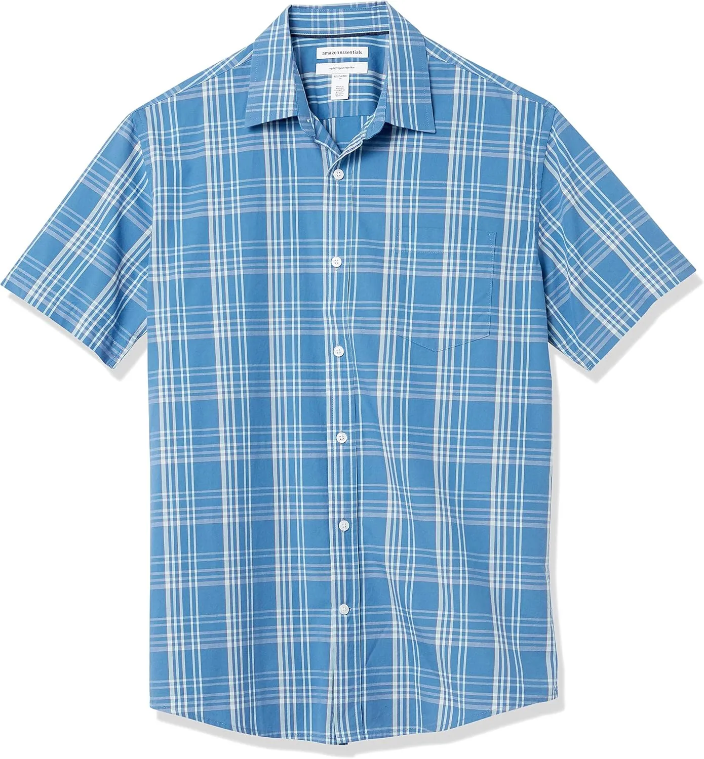 Amazon Essentials Men's Regular-Fit Short-Sleeve Poplin Shirt