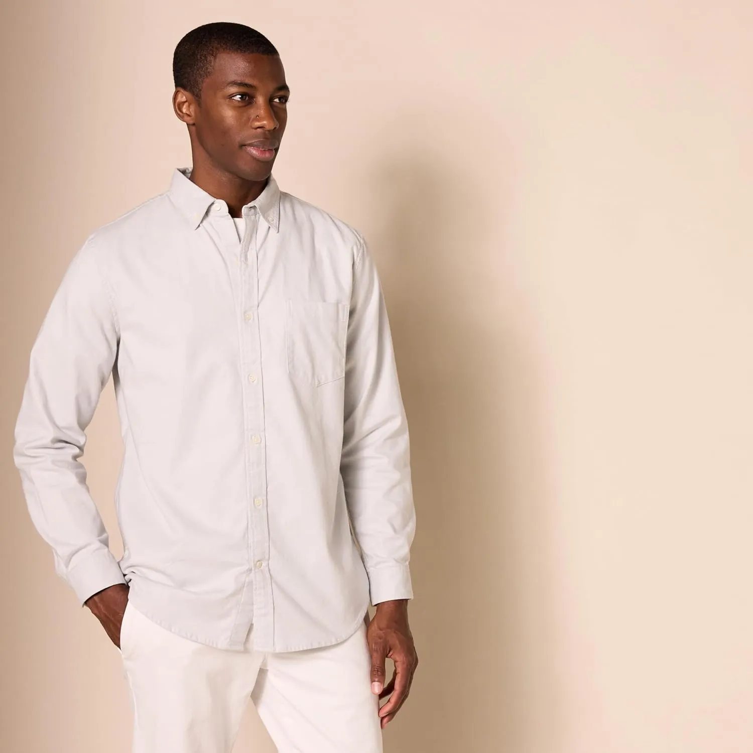 Amazon Essentials Men's Slim-Fit Long-Sleeve Stretch Oxford Shirt with Pocket