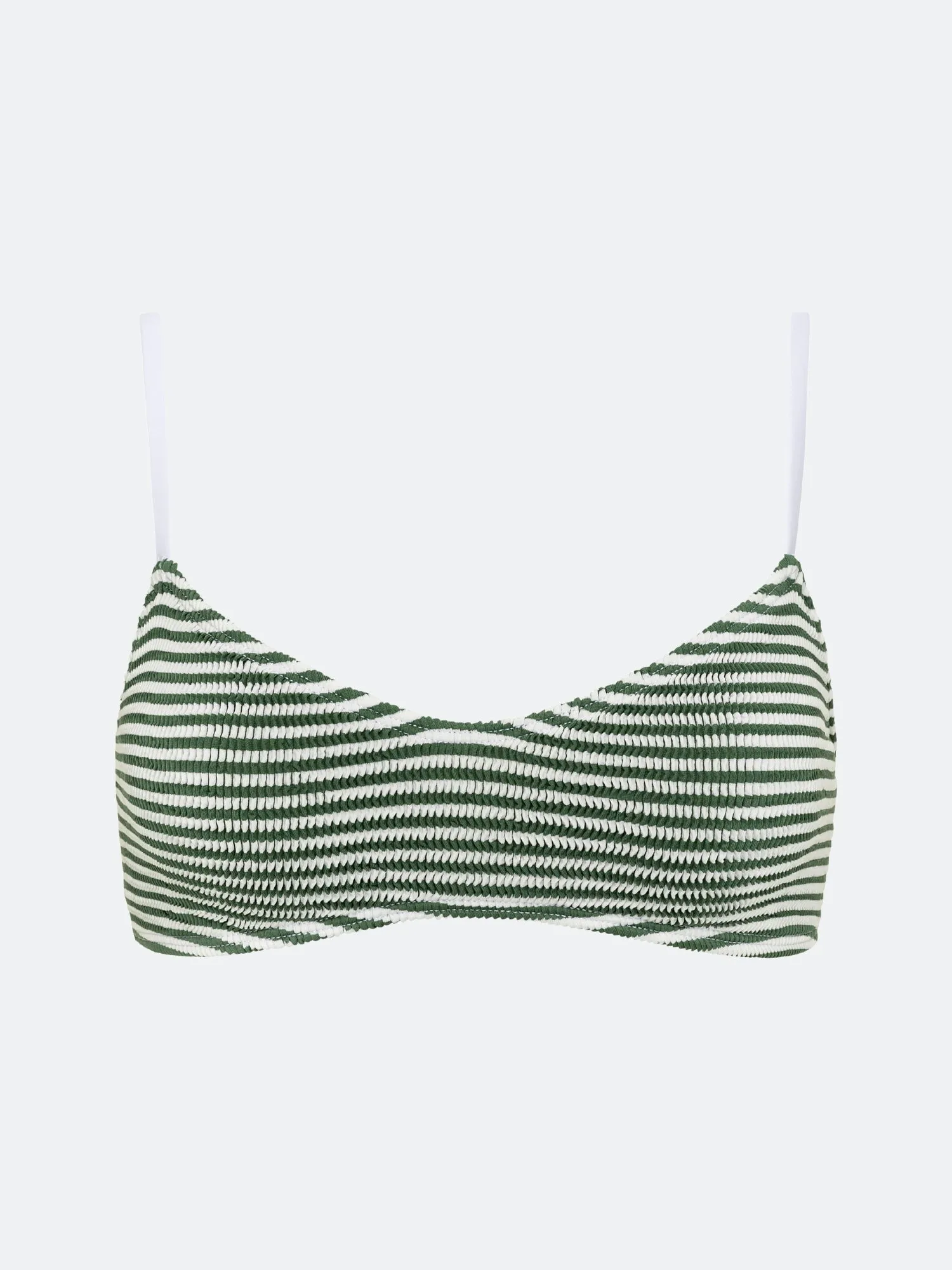 BALBOA LOW SCOOP BIKINI TOP - GREEN STRIPED