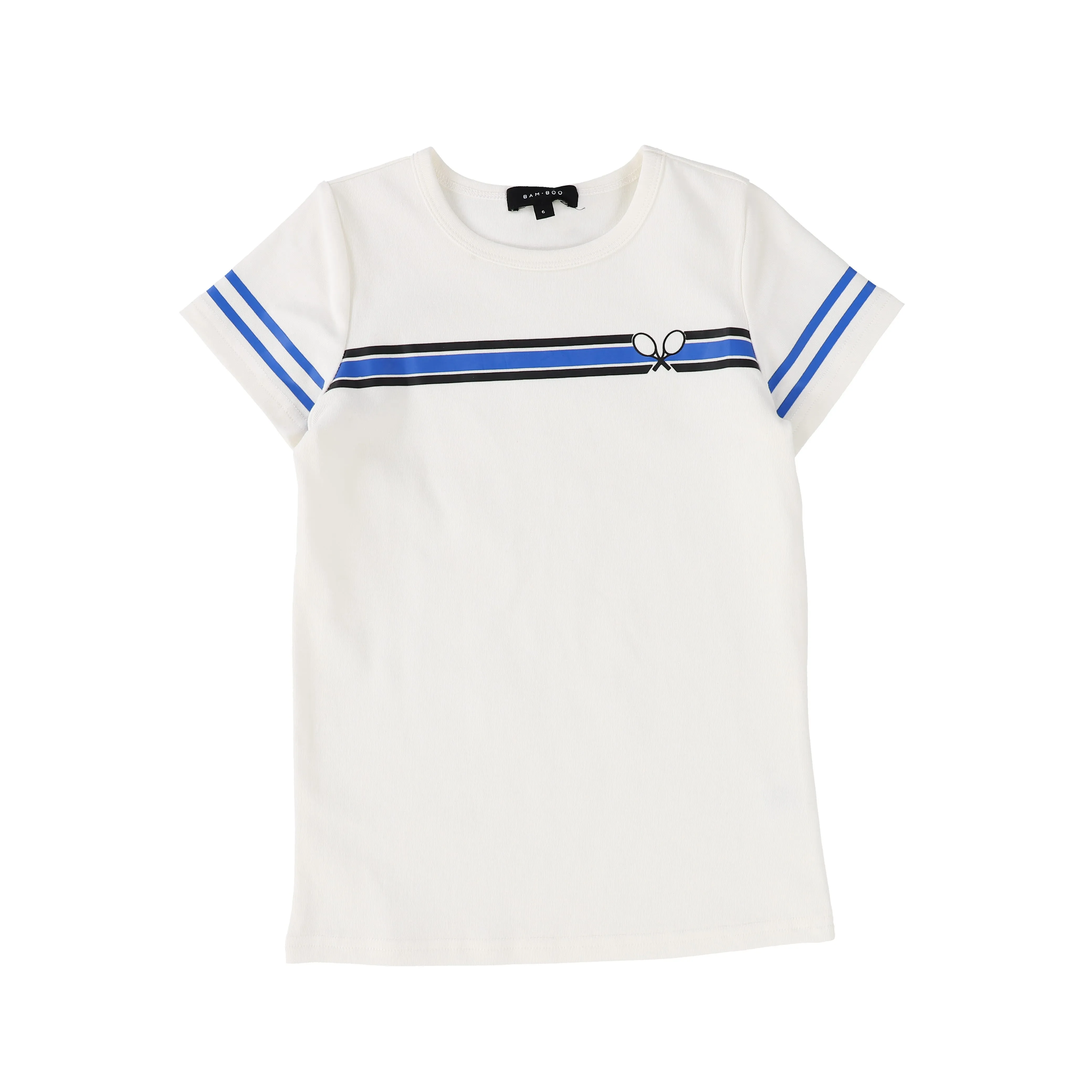 BAMBOO BASICS BLUE STRIPED TENNIS SS TEE [Final Sale]