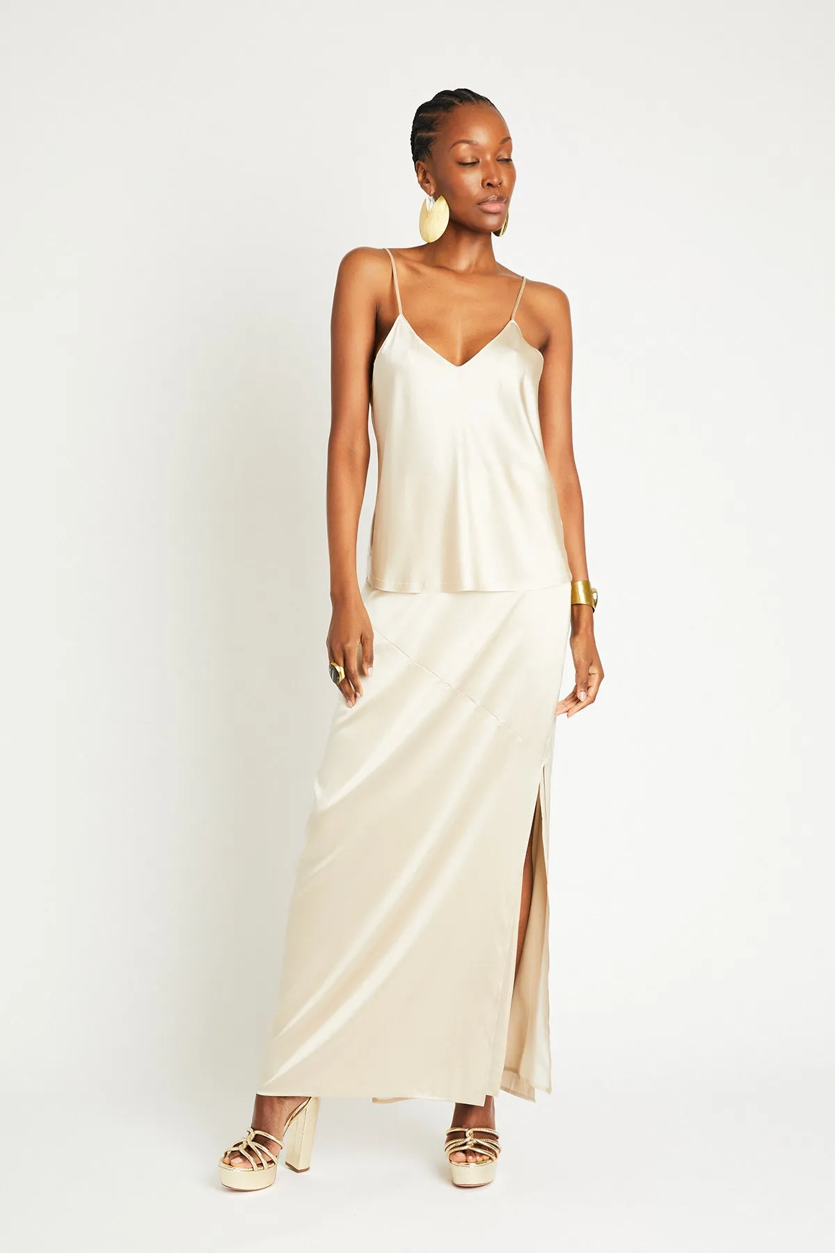   Beryll Cami Silk Top | Latte