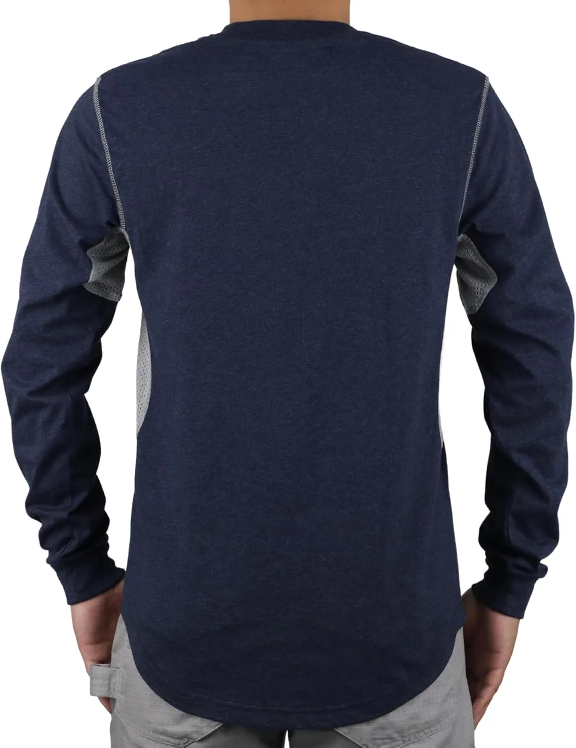 BOCOMAL FR Shirts for Summer Breathable Vented Design 6oz Heather Jersey Flame Resistant Long Sleeve Crew T Shirt
