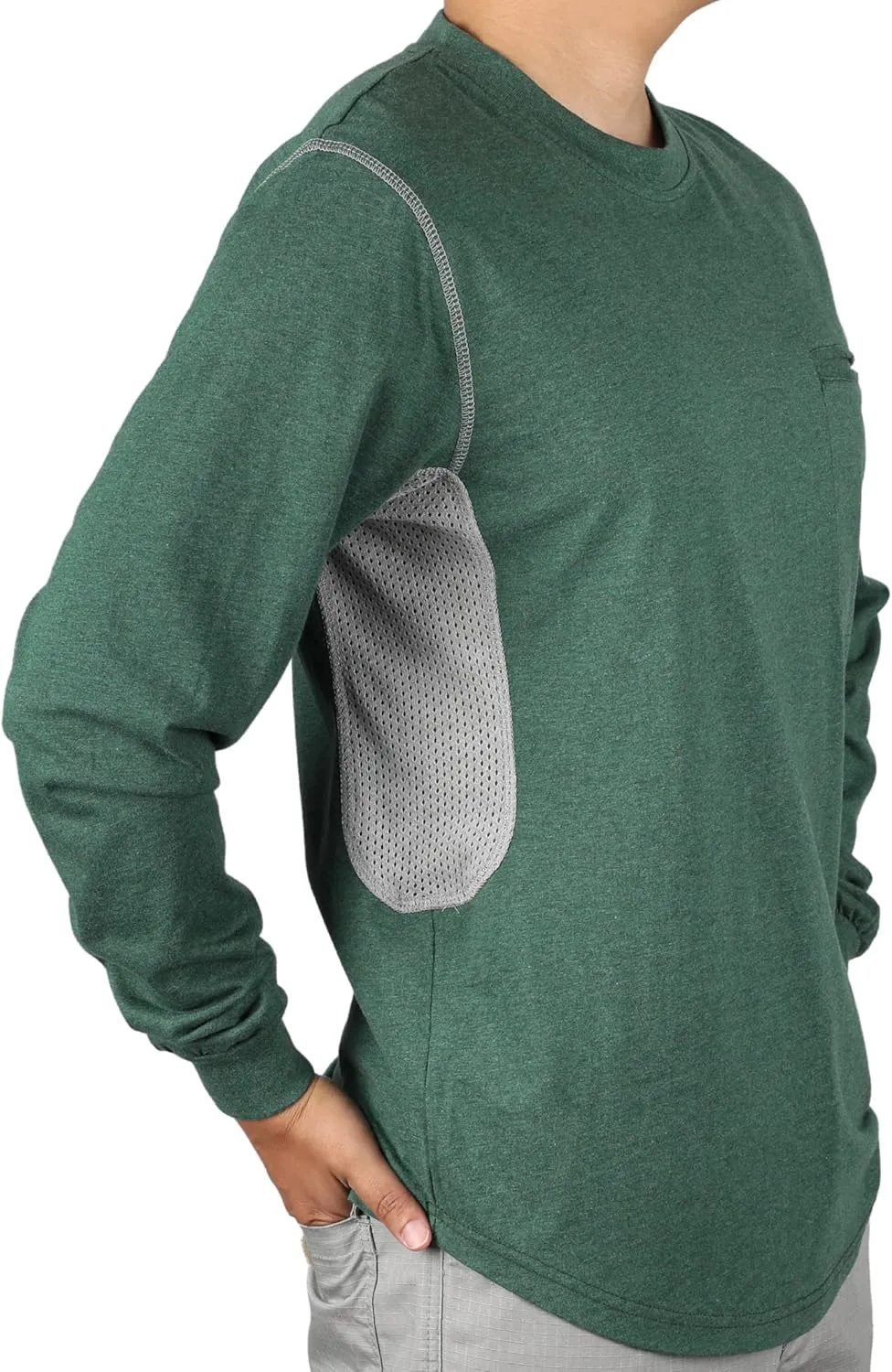 BOCOMAL FR Shirts for Summer Breathable Vented Design 6oz Heather Jersey Flame Resistant Long Sleeve Crew T Shirt
