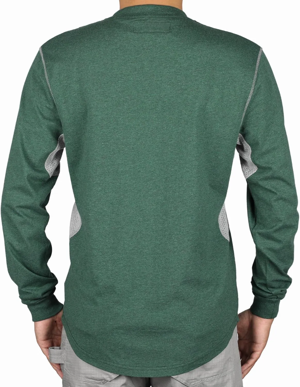 BOCOMAL FR Shirts for Summer Breathable Vented Design 6oz Heather Jersey Flame Resistant Long Sleeve Crew T Shirt