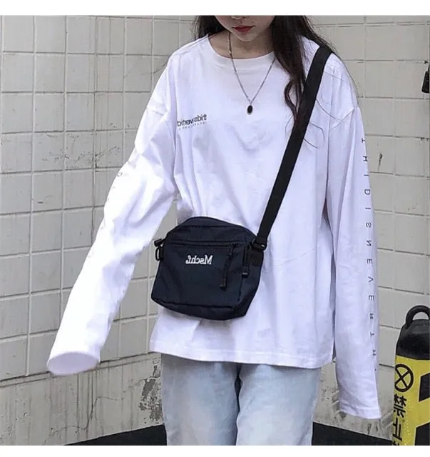 Casual Letter Print O-neck Stripe Tees Creativity Loose T-shirts