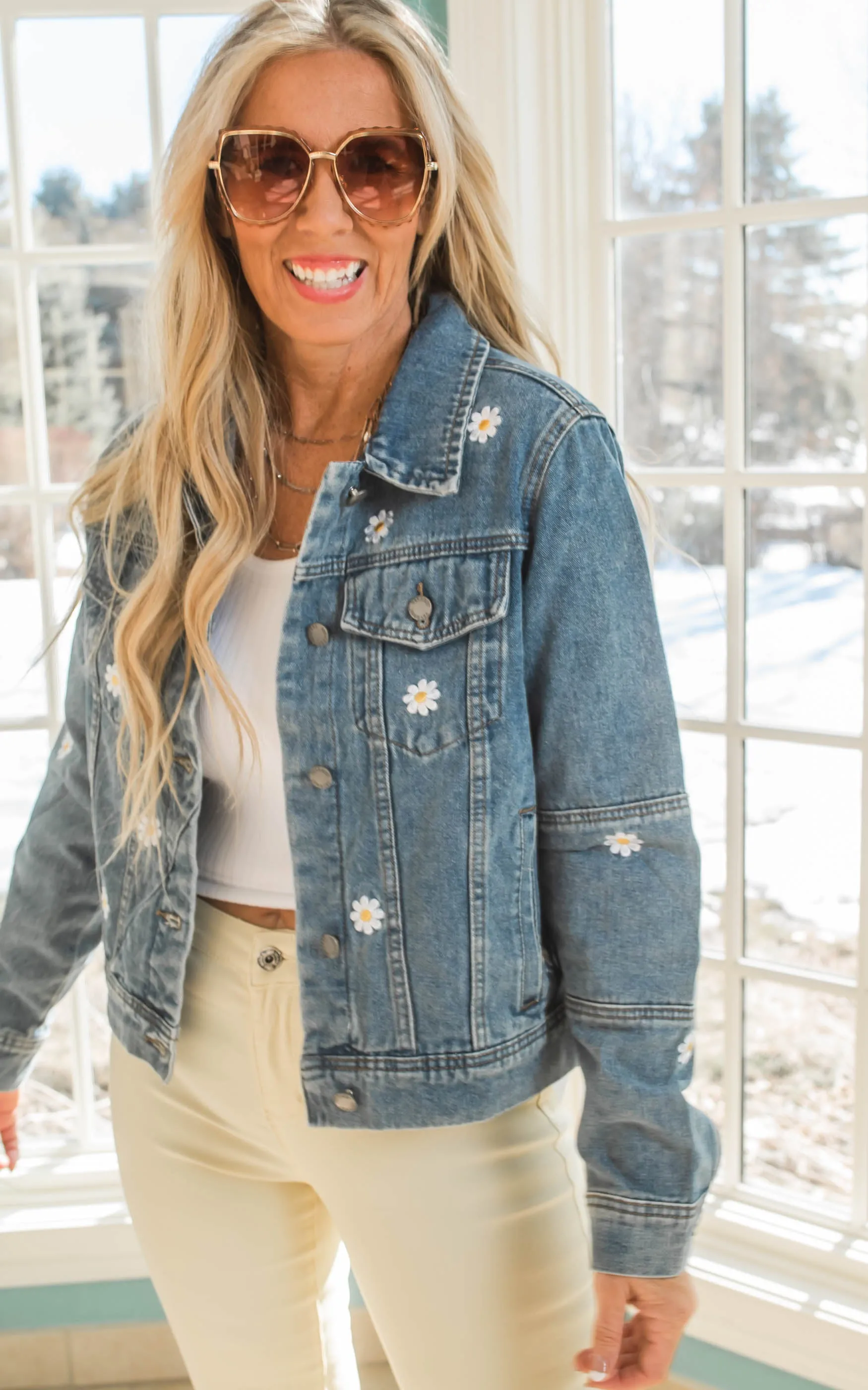 Daisy Embroidered Denim Jacket | FINAL SALE