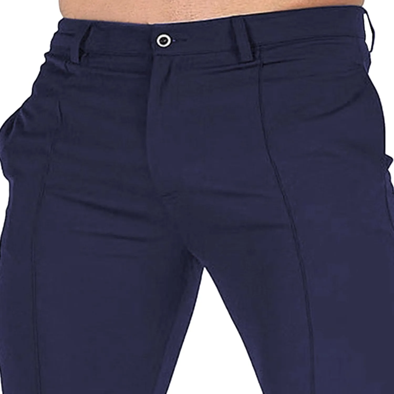 DGHM-JLMY Men's Solid Color Chinos Lightweight Casual Slim Fit Stretch Pants Flat-Front Skinny Regular Dress Pants