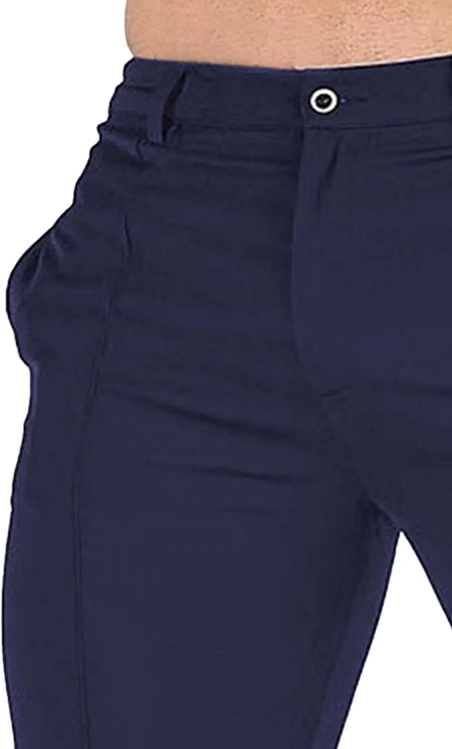 DGHM-JLMY Men's Solid Color Chinos Lightweight Casual Slim Fit Stretch Pants Flat-Front Skinny Regular Dress Pants