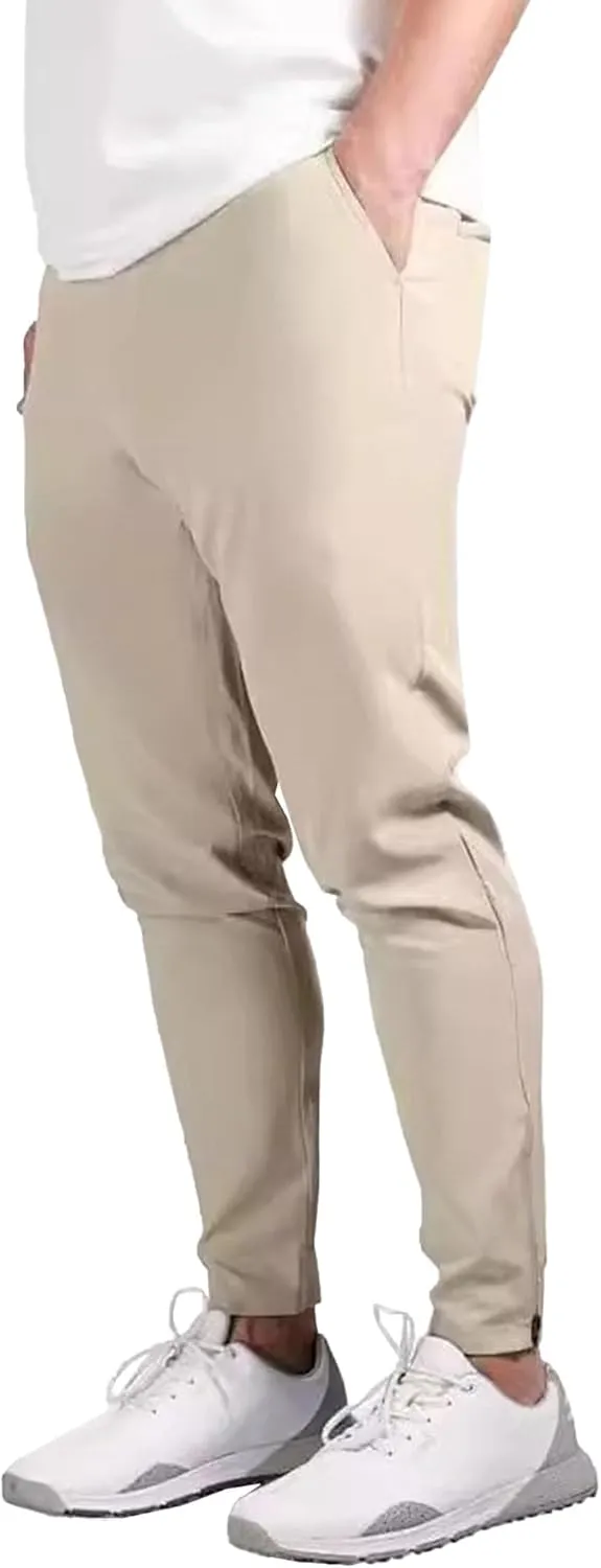 DGHM-JLMY Men's Solid Color Chinos Lightweight Casual Slim Fit Stretch Pants Flat-Front Skinny Regular Dress Pants
