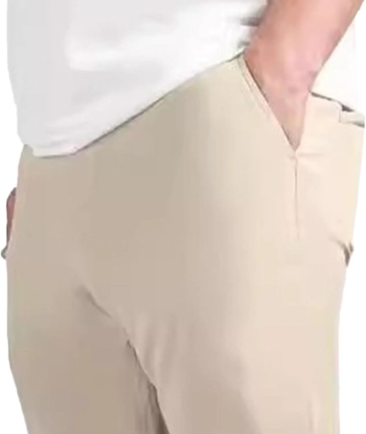DGHM-JLMY Men's Solid Color Chinos Lightweight Casual Slim Fit Stretch Pants Flat-Front Skinny Regular Dress Pants