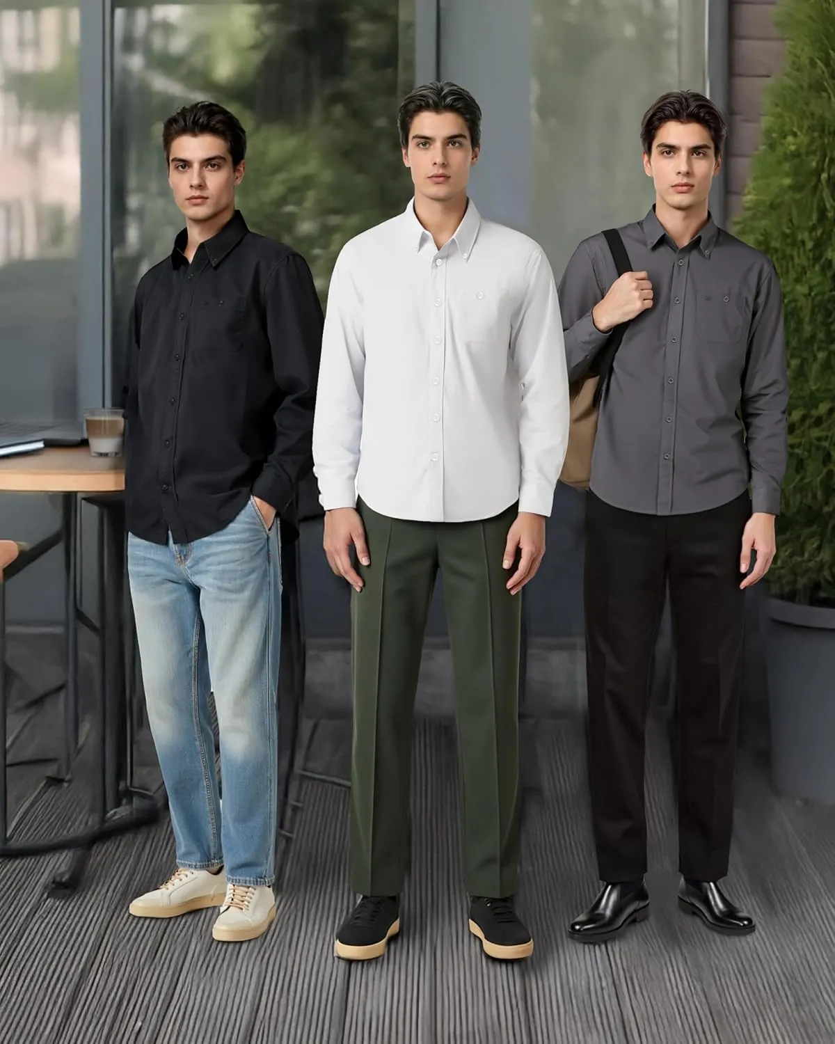 Dress Shirt,Shirts Long,Long Sleeve Button,Slim Fit,Button Down ShirtWrinkle Resistant,Breathable,3pcs Set Shirt