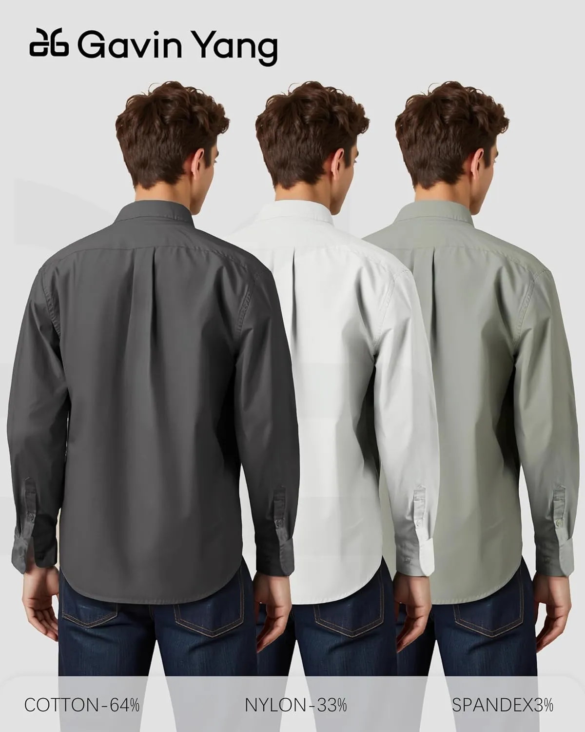 Dress Shirt,Shirts Long,Long Sleeve Button,Slim Fit,Button Down ShirtWrinkle Resistant,Breathable,3pcs Set Shirt