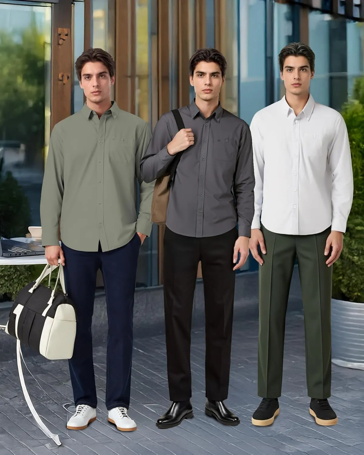Dress Shirt,Shirts Long,Long Sleeve Button,Slim Fit,Button Down ShirtWrinkle Resistant,Breathable,3pcs Set Shirt