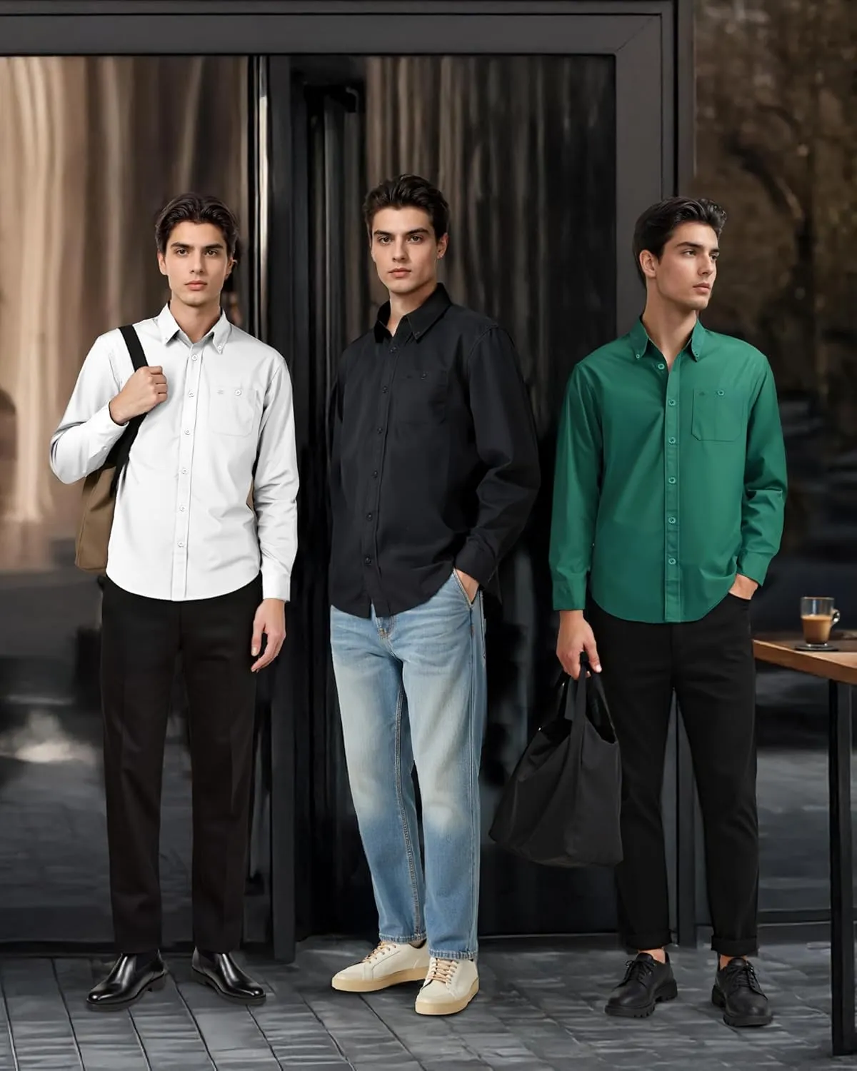Dress Shirt,Shirts Long,Long Sleeve Button,Slim Fit,Button Down ShirtWrinkle Resistant,Breathable,3pcs Set Shirt