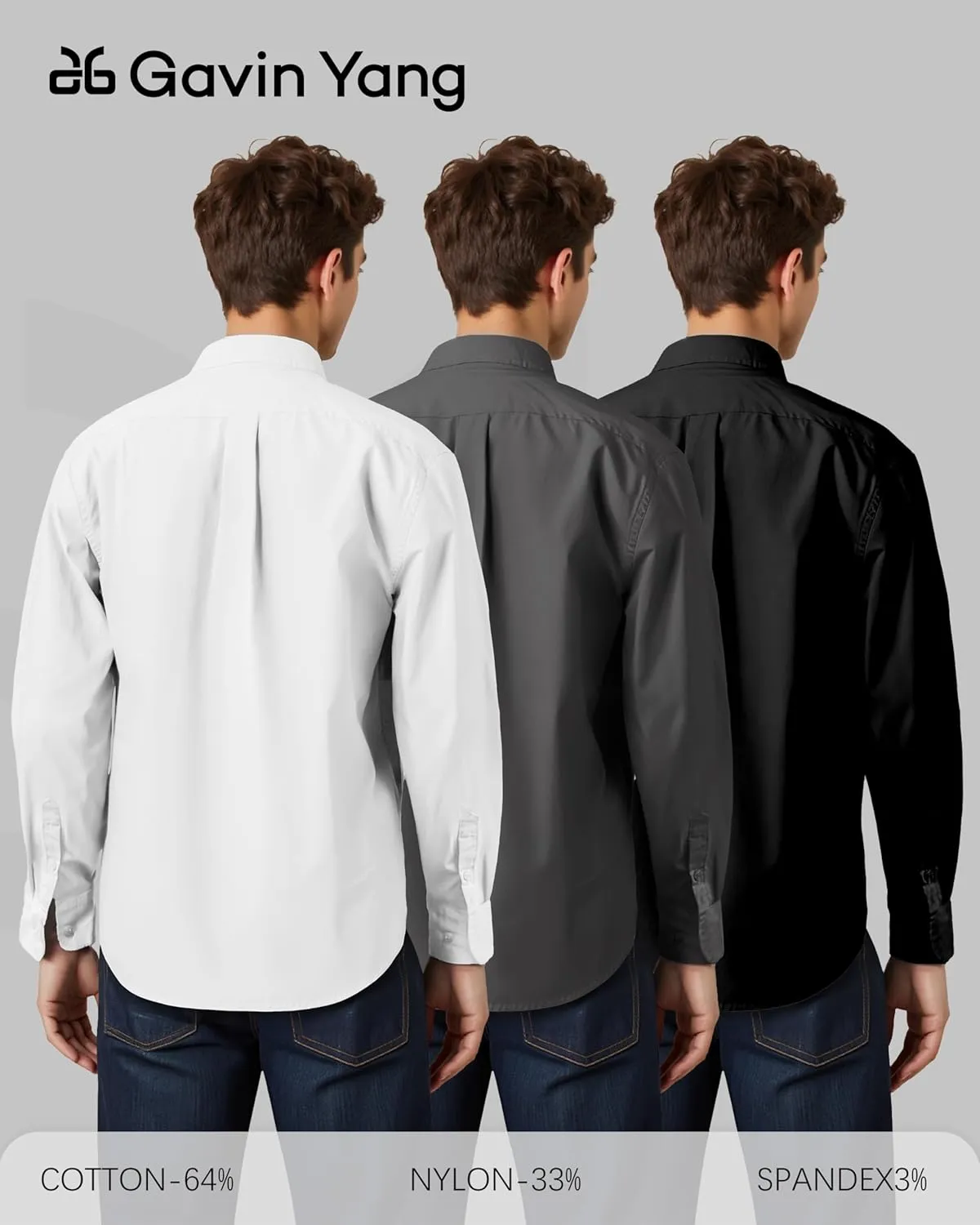 Dress Shirt,Shirts Long,Long Sleeve Button,Slim Fit,Button Down ShirtWrinkle Resistant,Breathable,3pcs Set Shirt