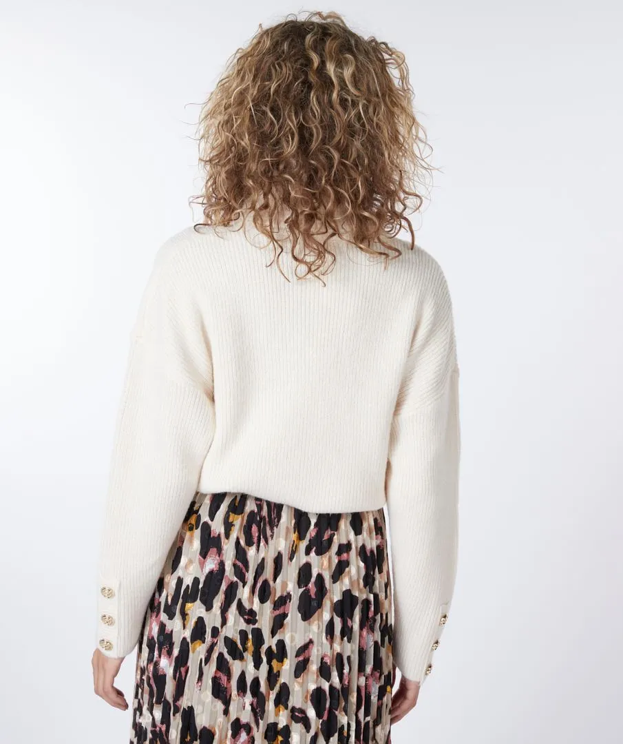 EQ07522 Sweater W/ Button Detail