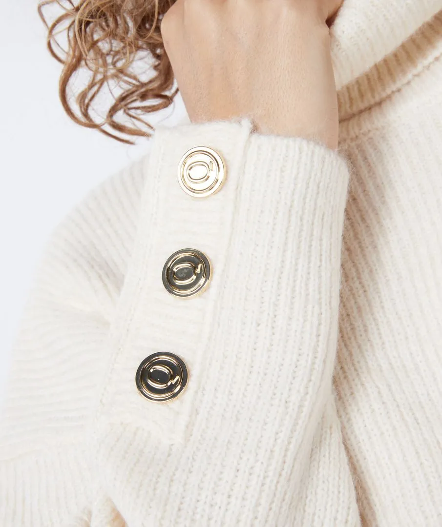 EQ07522 Sweater W/ Button Detail
