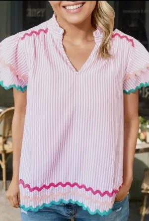 Hayli Striped V-NeckTop
