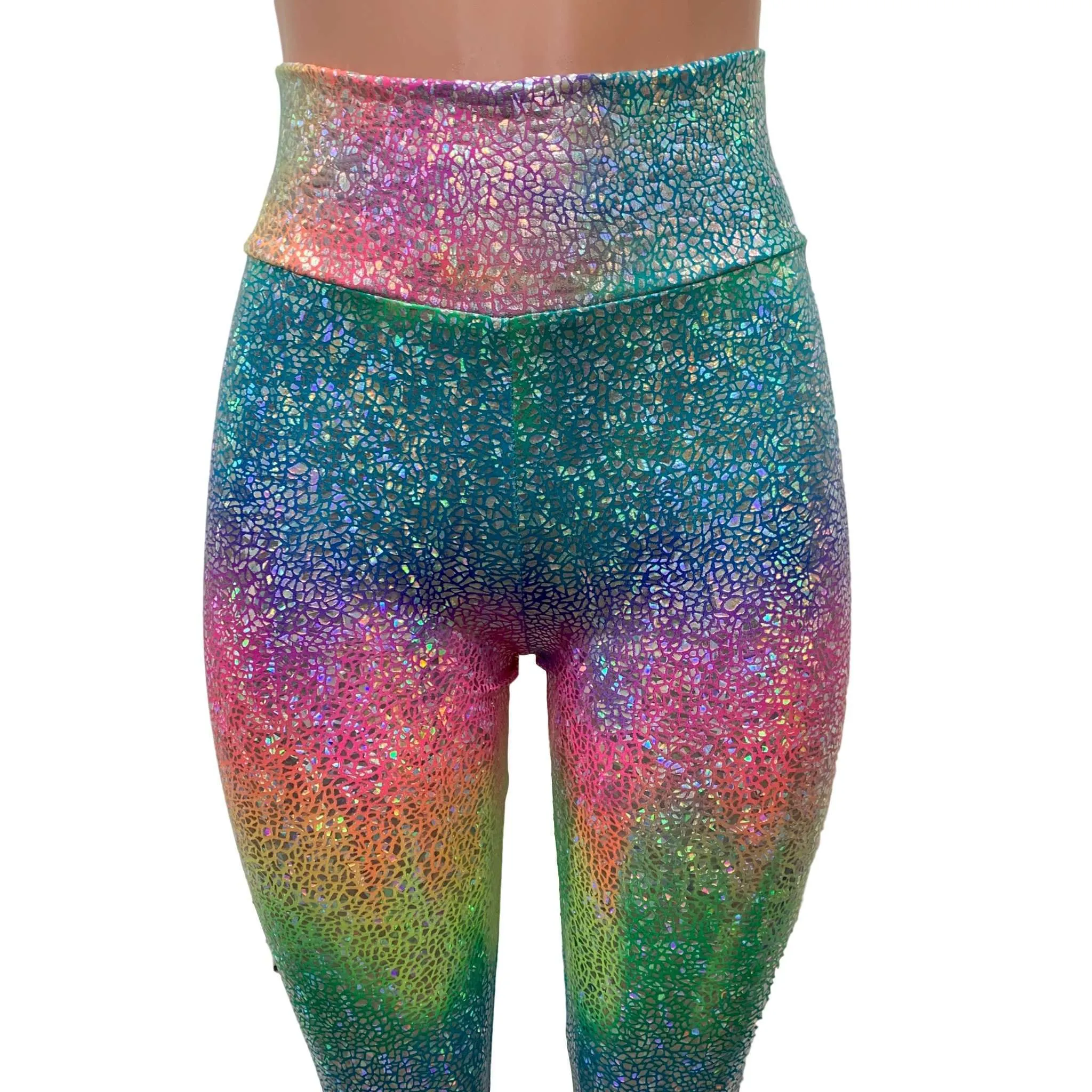 Holographic Rainbow Stirrup Leggings