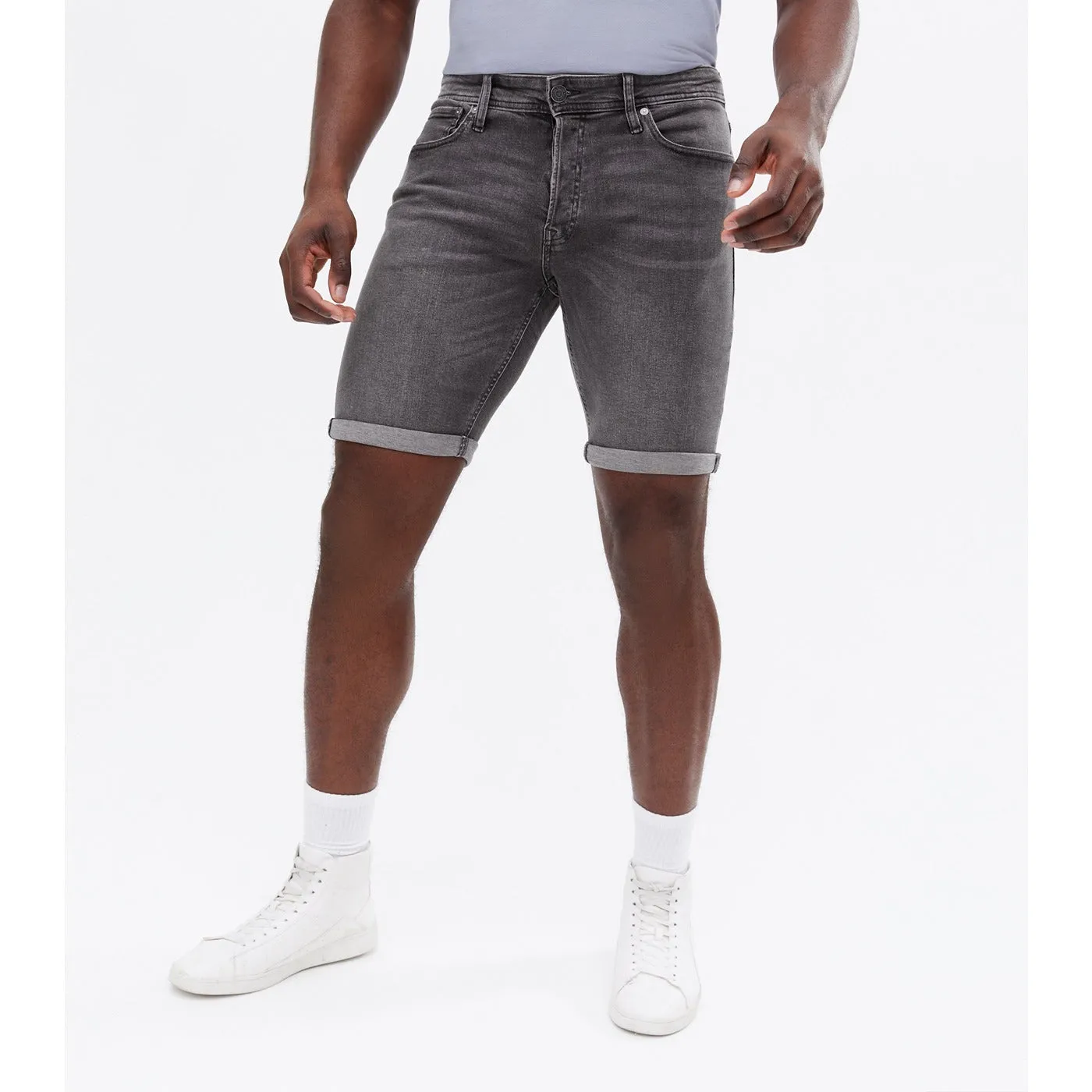 JJ Grey Denim Slim Fit Shorts