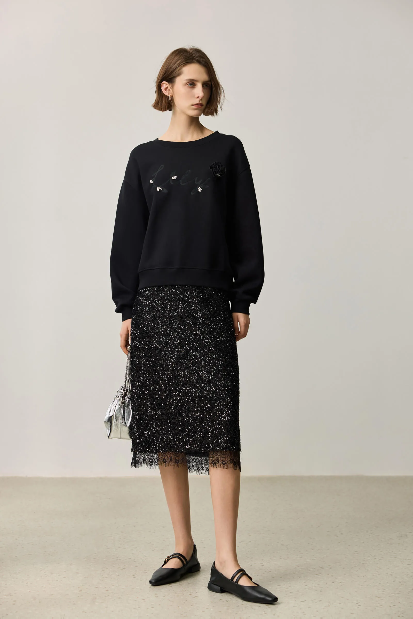 LILY 3D Rose Embroidered Sweatshirt