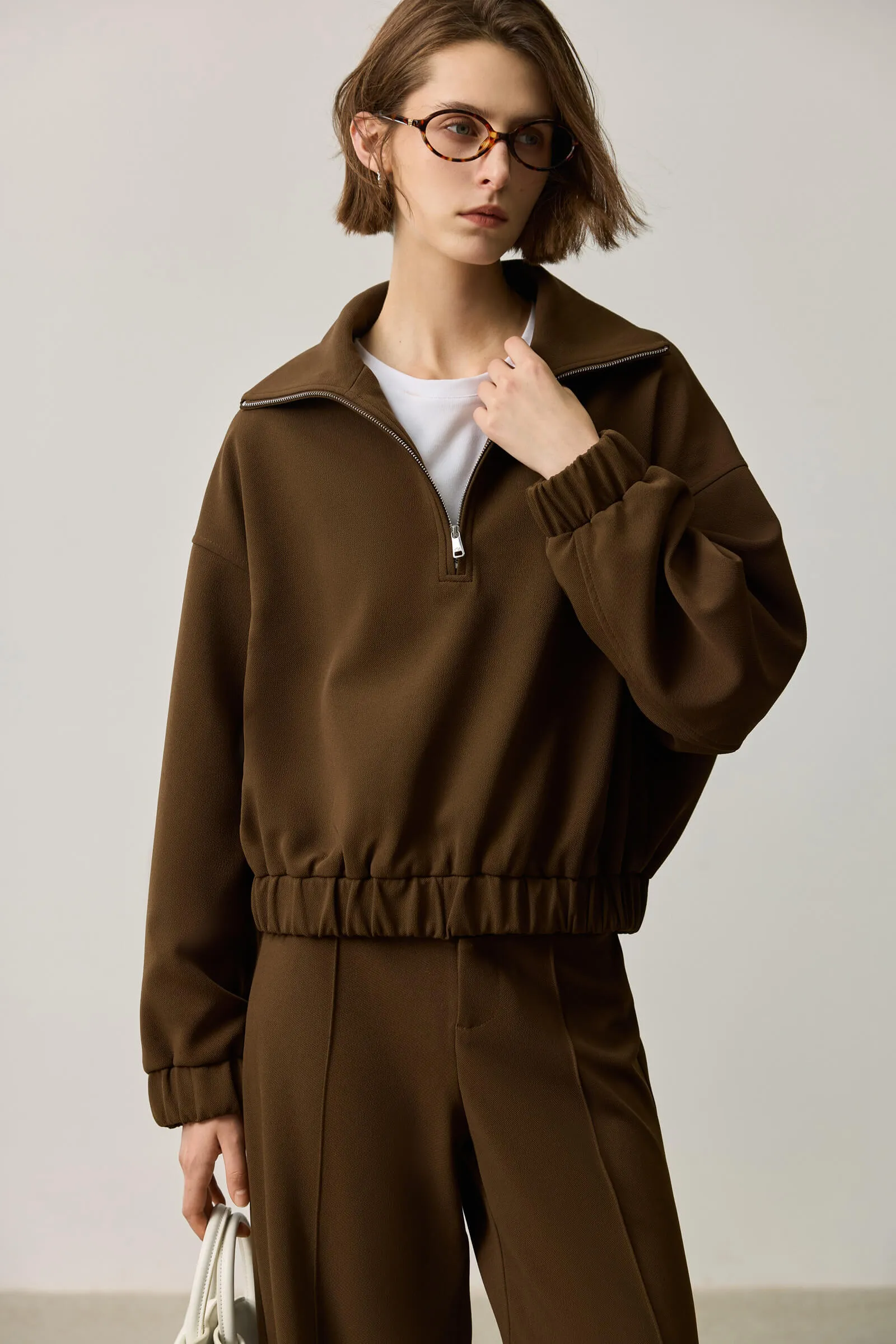LILY Zip-Up Cropped Sweatshirt