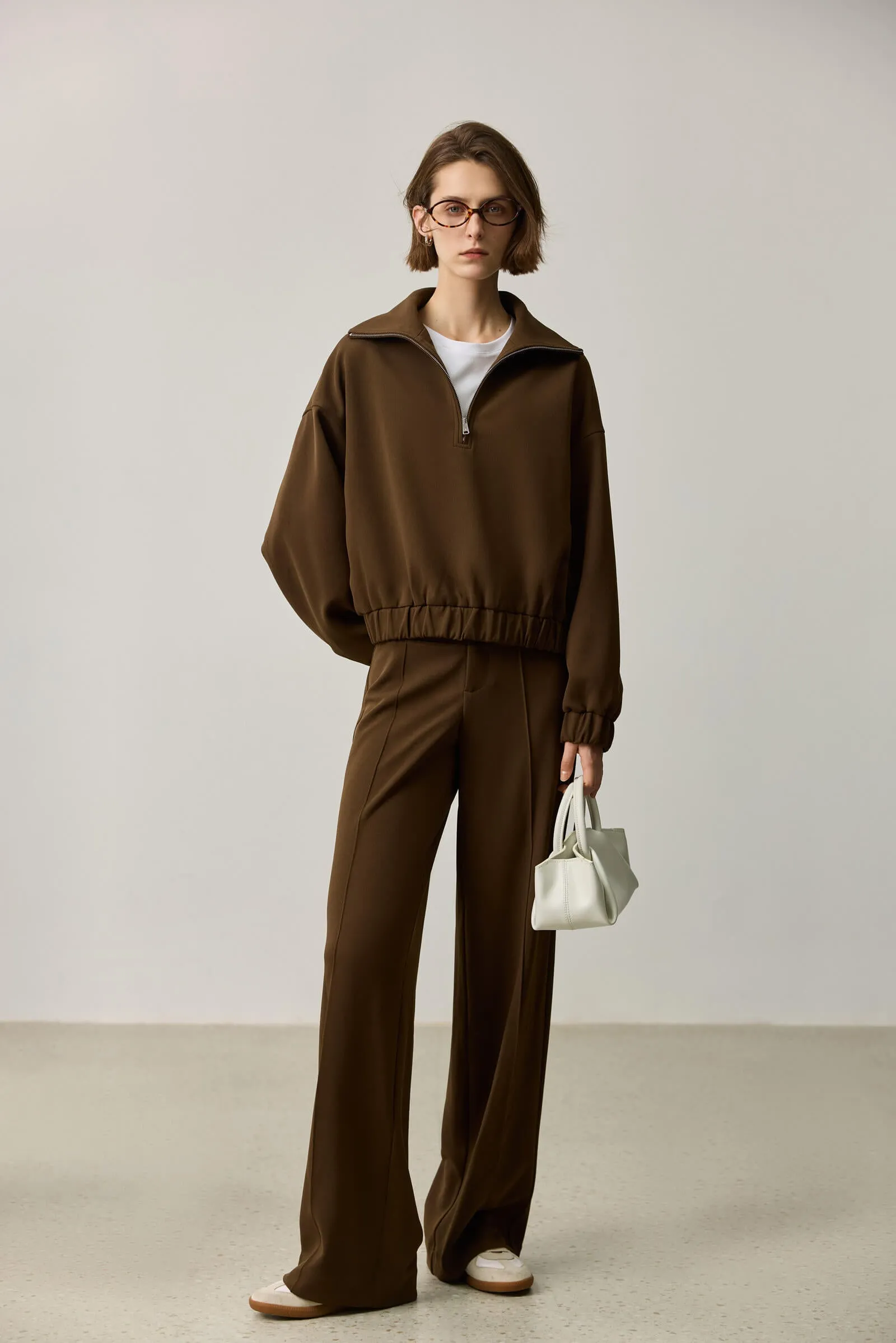 LILY Zip-Up Cropped Sweatshirt