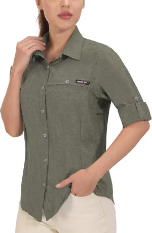 Little Donkey Andy Women's UV Protection Shirt UPF 50  Breathable Long Sleeve Fishing Shirt, Air-Holes Tech