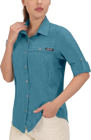 Little Donkey Andy Women's UV Protection Shirt UPF 50  Breathable Long Sleeve Fishing Shirt, Air-Holes Tech