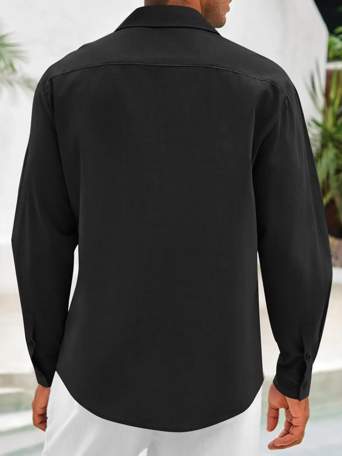 Makkrom Men's Casual Cotton Linen Button Down Shirts Cuban Guayabera Shirt Long Sleeve Summer Beach Tops
