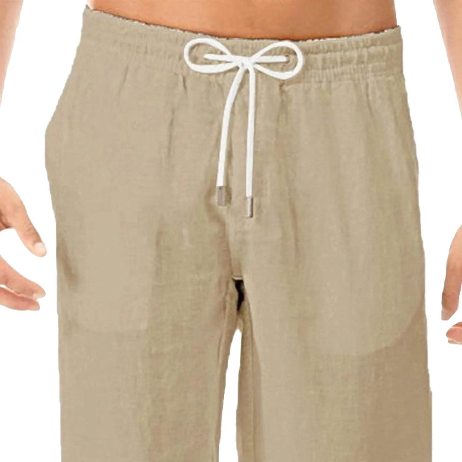 Men's Casual Elastic Waist Lantern Pants Lightweight Linen Lounge Trousers Classic Jogger Yoga Loose Chinos