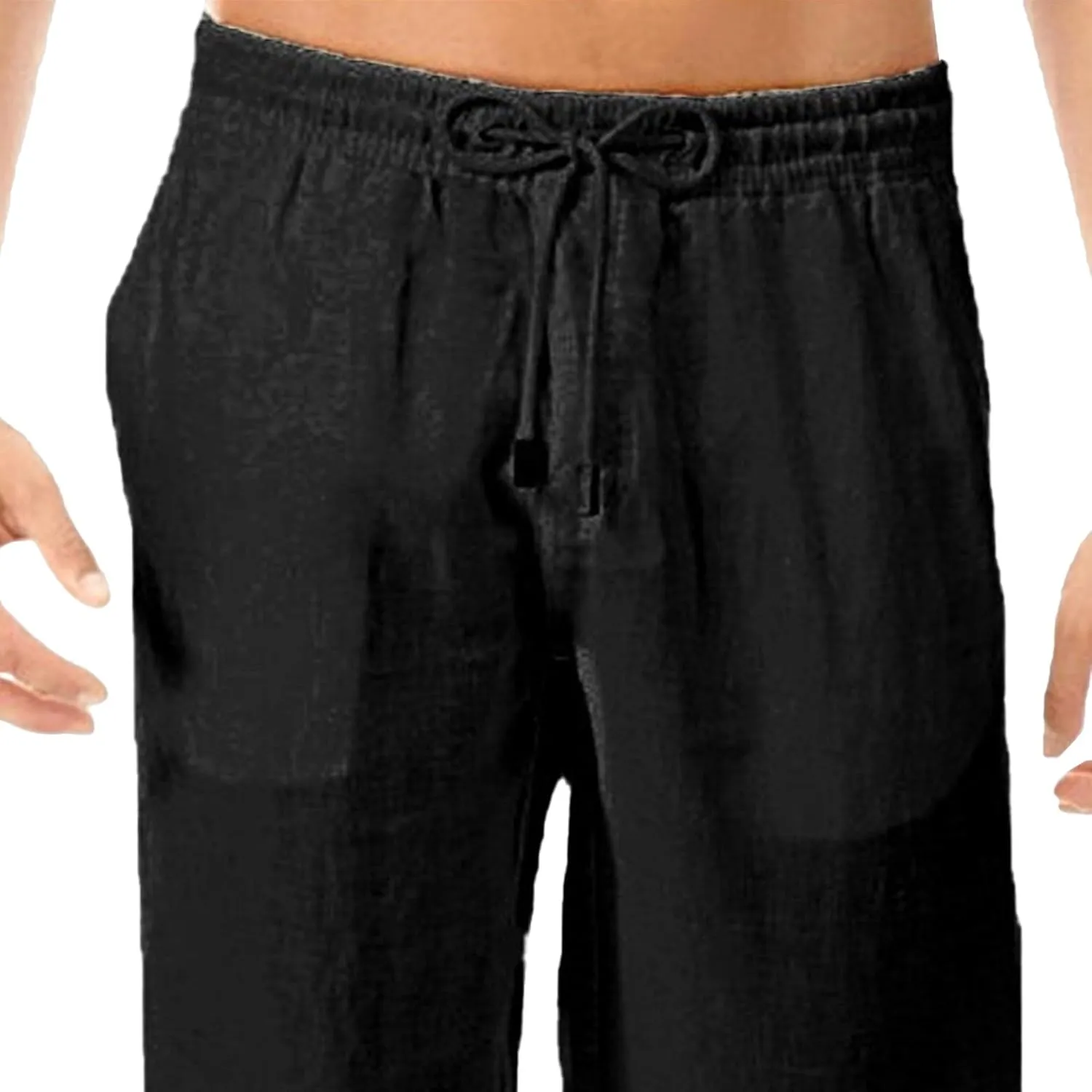 Men's Casual Elastic Waist Lantern Pants Lightweight Linen Lounge Trousers Classic Jogger Yoga Loose Chinos