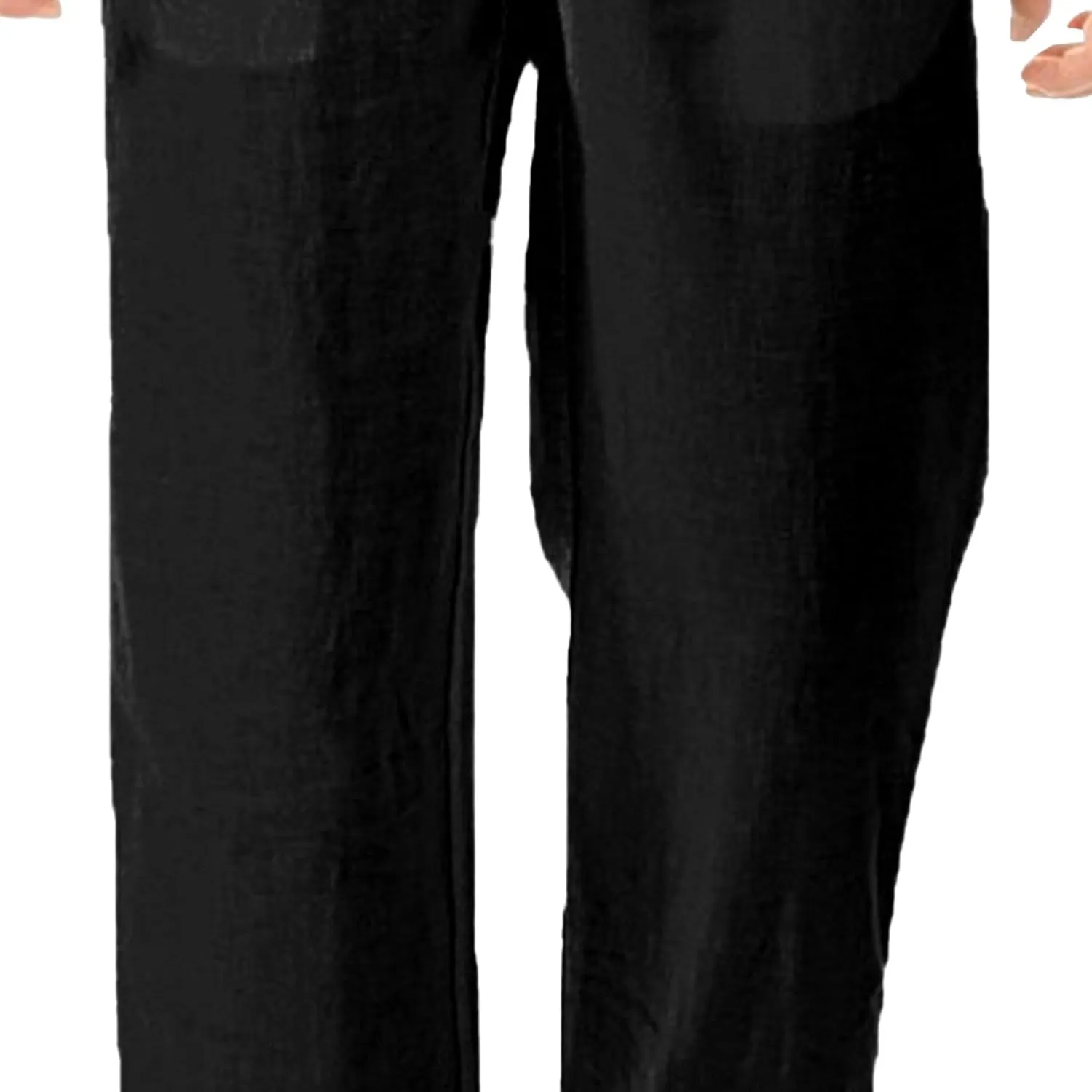 Men's Casual Elastic Waist Lantern Pants Lightweight Linen Lounge Trousers Classic Jogger Yoga Loose Chinos